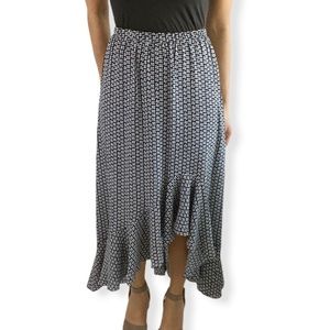 Max Studio Ruffle Trim Print High/Low Skirt XS
